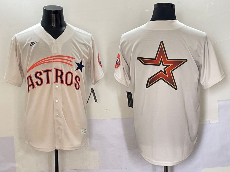 Men Houston Astros Blank Cream Five generations Joint Name 2025 Nike MLB Jersey style 11